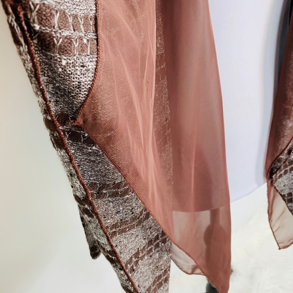 Harmony Brown Patterned Waterfall Sweater Jacket - Picture 4 of 8